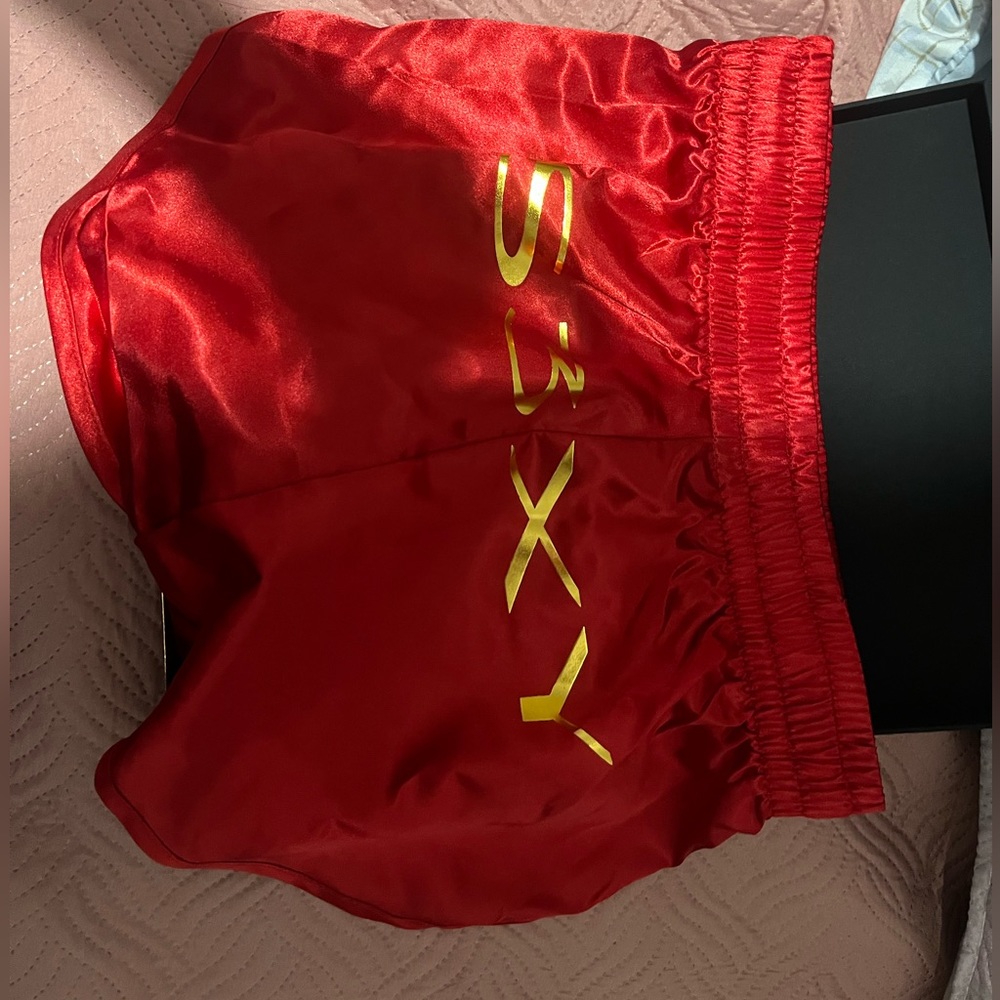 S3XY Silk Satin RED Tesla Shorts